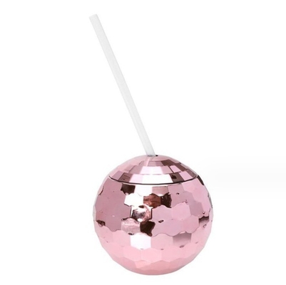 600ml Unique Disco Ball Cups Electroplated Flash Spherical Double Wall Plastic Cups