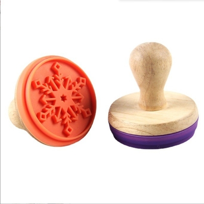 Cookie Stamps Wooden Handle Silicone Christmas Biscuit Cutter for Sustainable Baking