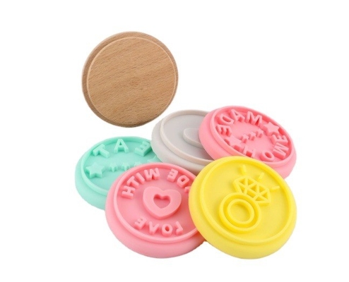 Sustainable Customized Silicone Stamp Food Grade Cookie Stamps with Wooden Handle
