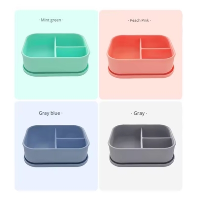 Reusable BPA FREE Silicone Bento Lunch Box for School Children Food Storage Container