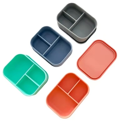 Food Container and Kitchen Storage for Adults 3 Compartments Silicone Bento Lunch Box