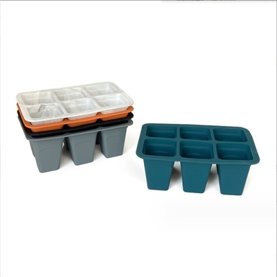 6cells Silicone Plastic Nursery Tray Squares Flower Pots Planters for Garden Finishing