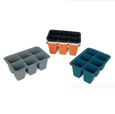 6cells Silicone Plastic Nursery Tray Squares Flower Pots Planters for Garden Finishing